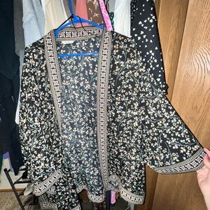 Max Studio Black Floral Cape